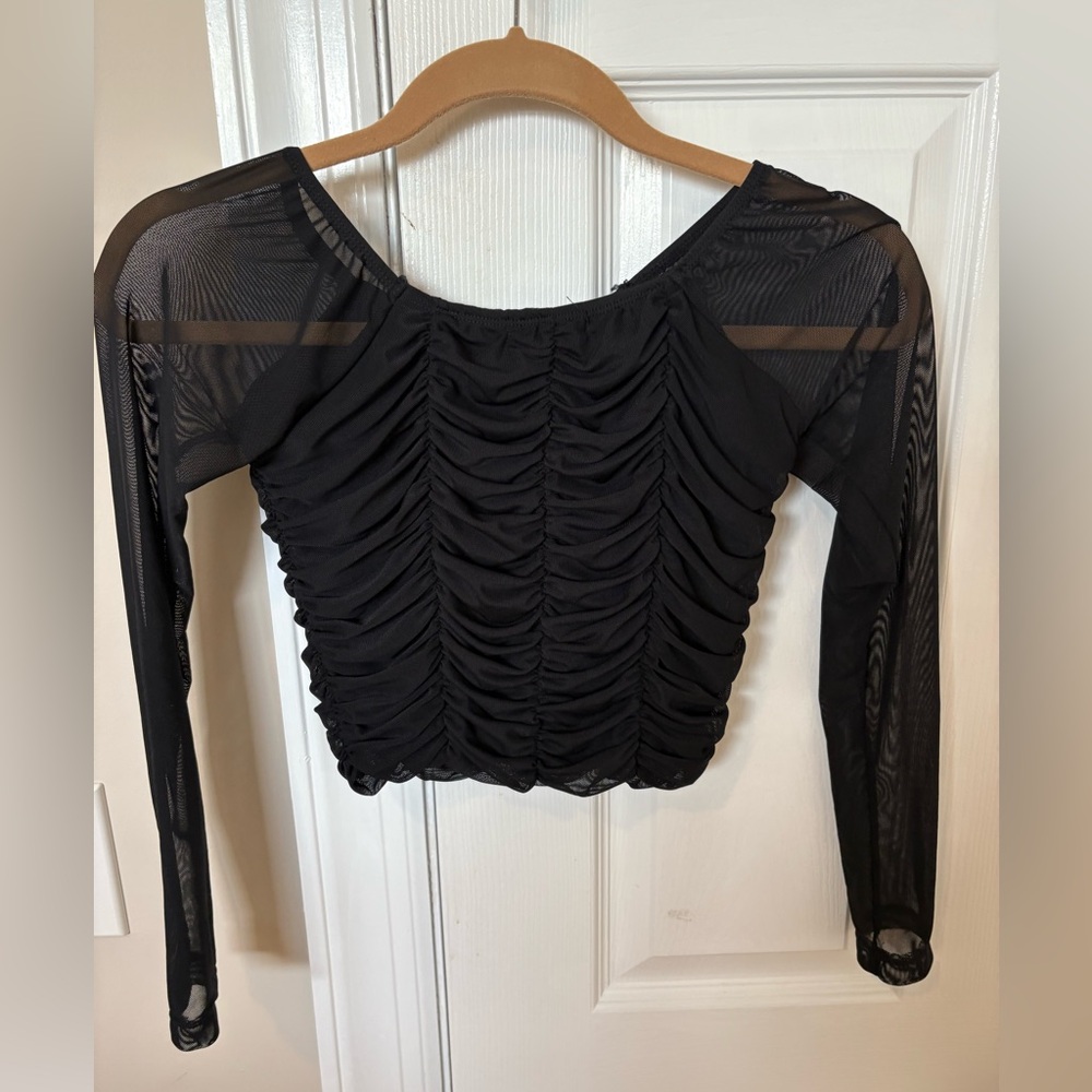 FBZ girls black rushed mesh top